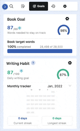 word goal tracking in atticus