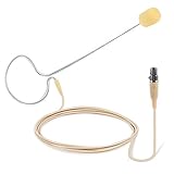 PYLE-PRO On-Ear Audio Condenser Microphone - Portable Omnidirectional Wired Headset Condenser Mic With 4 Pin Mini XLR Cable and Windscreen - Works with Shure System - PMEMS10 (Skin Tone), Beige