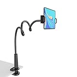 Tablet Stand Holder, Mount Holder Clip with Grip Flexible Long Arm Gooseneck Compatible with ipad iPhone/Nintendo Switch/Samsung Galaxy Tabs/Amazon Kindle Fire HD - Black