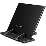 Readaeer Metal Book Stand for Desk Portable Document Holder for Cook Book, Music Book, iPad, Laptop, Reading Rest with 7 Adjustable Positions and Page Paper Clips