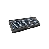 Azio Large Print Keyboard - USB Computer Keyboard with 3 Interchangeable Backlight Colors (KB505U)