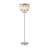Hsyile Lighting KU300171 Cozy Elegant Modern Creative Crystal Floor Lamp for Living Room,Bedroom,Office,Chrome Finish,3 Lights