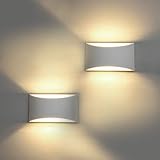 Modern Wall Sconce Set of 2 LED Wall Lamp 7W Warm White 2700K Up and Down Indoor Plaster Wall Lamps 100V-240V for Living Room Bedroom Hallway Conservatory(with G9 Bulbs)