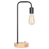 HAITRAL Industrial Desk Lamp, Vintage Edison Bulb Table Lamp for Dorm, Office, Bedroom, Living Room - Black (Without Bulb)
