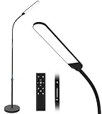 NXONE Led Floor Lamp,Modern Reading Adjustable Standing Height 4 Colors and Stepless Brightness Work Lamp for Living Room Bedroom Reading, Black