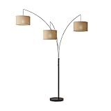 Adesso Arc Floor Lamp with 3 Movable Shades & Dimmable Brightness - Perfect Lighting for Bedroom, Living Room and Corner Decor, Antique Bronze
