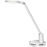 JUKSTG Eye-Caring Desk Light, Adjustable Table Lamp with 10 Brightness Levels and 5 Lighting Modes, Touch-Sensitive Control, Blue Light Filter, 10W Reading Lamp, White