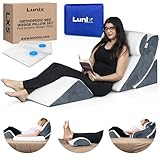 Lunix 4pcs Orthopedic Bed Wedge Pillow Set, Post Surgery Memory Foam for Back, Knee, Leg Pain Relief, Sitting Pillow for Sleeping, Acid Reflux, GERD, with Hot Cold Pack, HSA FSA Eligible, Navy