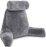 Husband Pillow XXL - Reading Pillow Bed Chair with Arms & Back Support - Dark Grey - Back Pillow for Sitting Up - Bed Rest Arm Pillow - Comfy Reading Pillow for Adults