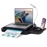 SOFIA + SAM Multi-Tasking Memory Foam Lap Desk up to 15' Laptop w/USB Light & Mouse Pad - Portable Foldable Laptop Tray w/Cushion for Bed, Couch, Desk - Ergonomic Lapdesk for Home Office & Reading