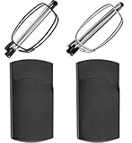 Success Eyewear Reading Glasses 2 Pair Black and Gunmetal Readers Compact Folding Unisex Glasses for Reading Case Included Bundle: Set of Black and Gunmetal With 2 Cases 0.75