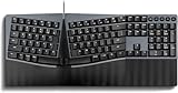 Perixx PERIBOARD-535BL Wired Ergonomic Mechanical Full-Size Keyboard - Low-Profile Blue Clicky Switches Programmable Feature with Macro Keys Compatible Windows and Mac OS X US English, Black