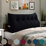 WOWMAX Wedge Pillow Headboard Queen Triangular Headboard Pillow Queen Bed Wedge Pillow for Headboard Bolster Pillow for Bed Daybed Pillows with Removable Cover, Velvet(100% Cotton), Black