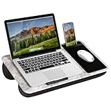 LAPGEAR Home Office Lap Desk with Device Ledge, Mouse Pad, and Phone Holder - White Marble - Fits Up To 15.6 Inch Laptops - Style No. 91501