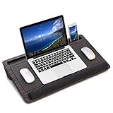HLead Laptop Lap Desk Home Office Portable Laptop Desk for Left Right - Handers with Built in Mouse Pad Wrist Pad Dual Cushion Phone Tablet Slots Fits Up to 17 Inch Laptops