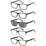 Gamma Ray Men's Reading Glasses - 5 Pairs Readers for Men - w Sun Readers - 1.75