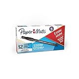Paper Mate EraserMate Erasable Pen, Medium Point, Black, Box of 12