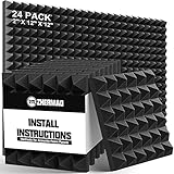 24 Pack Sound Proof Foam Panels for Walls 2 Inches Thick Acoustic Foam Panels for Wall Pyramid, 2' X 12' X 12' Sound Absorbing Dampening Studio Foam soundproof wall panels Wedge Tiles