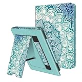 Fintie Stand Case for 6' Kindle Paperwhite (Fits 10th Generation 2018 and All Paperwhite Generations Prior to 2018) - Premium PU Leather Sleeve Cover with Card Slot and Hand Strap, Emerald Illusions
