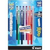 Pilot, FriXion ColorSticks Erasable Gel Ink Pens, Fine Point 0.7 mm, Pack of 10, Assorted Colors