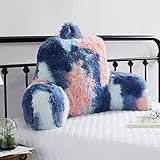 Jillche Bed Fluffy Fur Reading Pillow for Adults & Kids Unisize, College Dorm Room Essentials for Girls, Chair Pillow with Arms, Adorable Gift for Teen, Rest Sit Up Back Support