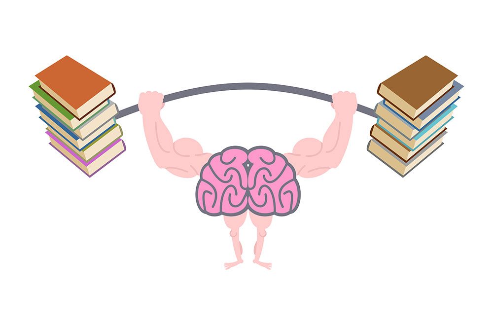 a brain getting stronger by lifting books