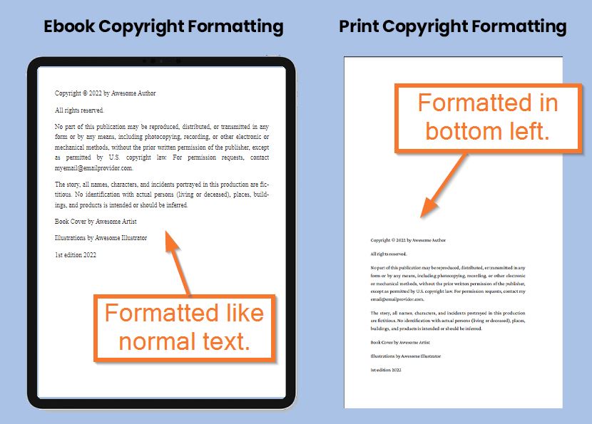 formatting a copyright page in Atticus