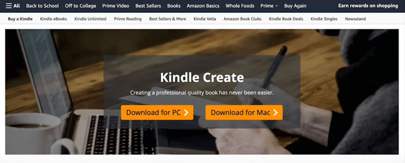 download page for kindle create