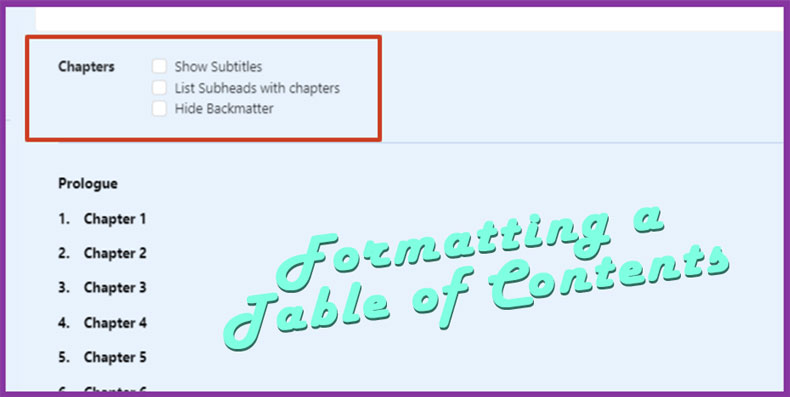 featured image that says formatting a table of contents