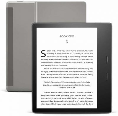 An e-book on a Kindle Oasis