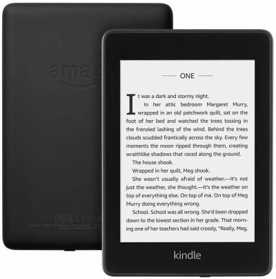 An e-book on a Kindle Paperwhite