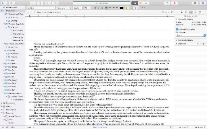 scrivener formatting options