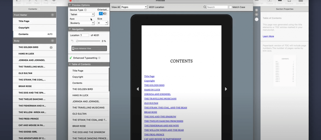 preview in kindle create